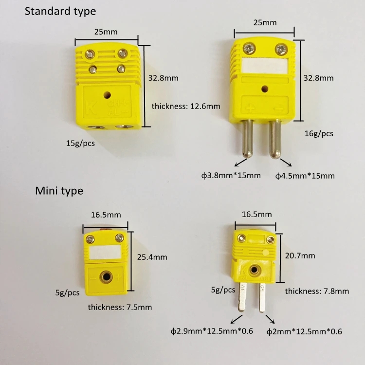 types de connecteurs de thermocouple